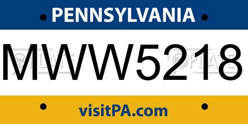 MWW5218 Pennsylvania License Plate