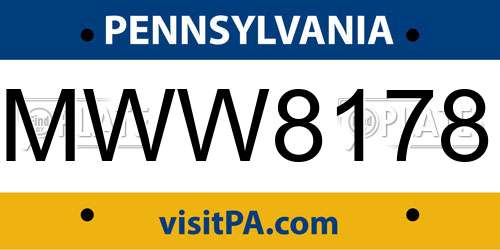 MWW8178 Pennsylvania License Plate