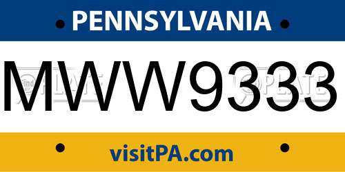 MWW9333 Pennsylvania License Plate