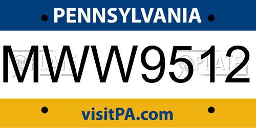 MWW9512 Pennsylvania License Plate