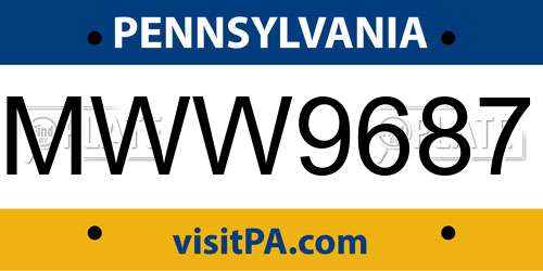 MWW9687 Pennsylvania License Plate
