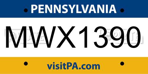 MWX1390 Pennsylvania License Plate