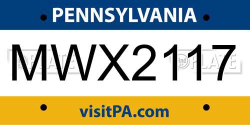MWX2117 Pennsylvania License Plate