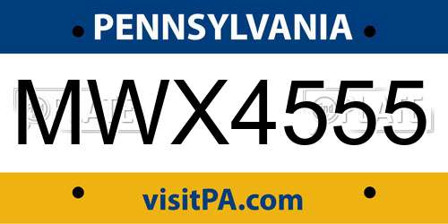 MWX4555 Pennsylvania License Plate