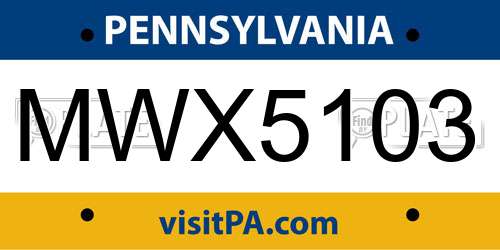 MWX5103 Pennsylvania License Plate