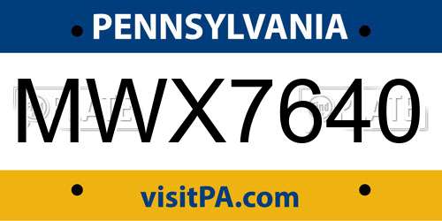 MWX7640 Pennsylvania License Plate