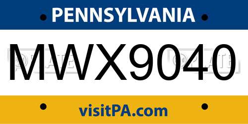 MWX9040 Pennsylvania License Plate