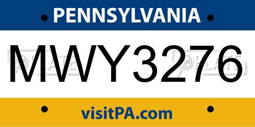 MWY3276 Pennsylvania License Plate