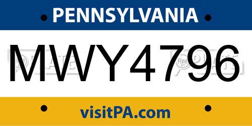 MWY4796 Pennsylvania License Plate