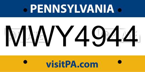 MWY4944 Pennsylvania License Plate
