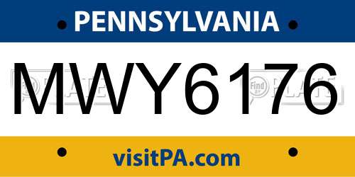 MWY6176 Pennsylvania License Plate