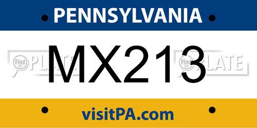 MX213 Pennsylvania License Plate