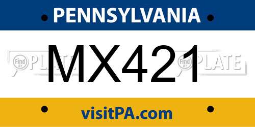 MX421 Pennsylvania License Plate