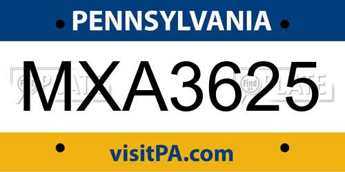 MXA3625 Pennsylvania License Plate
