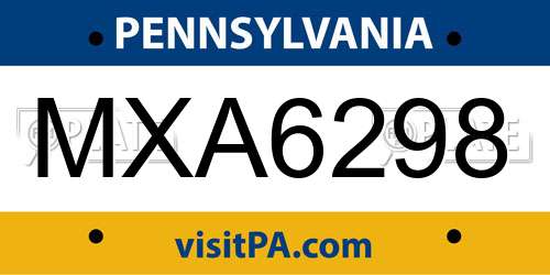 MXA6298 Pennsylvania License Plate