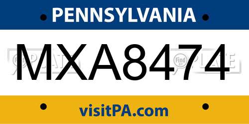 MXA8474 Pennsylvania License Plate