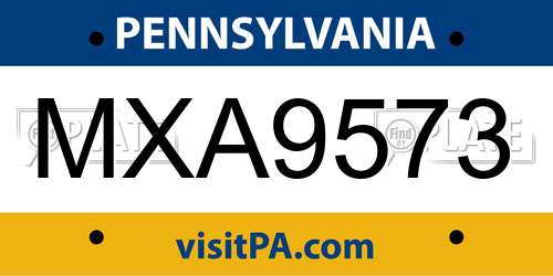 MXA9573 Pennsylvania License Plate