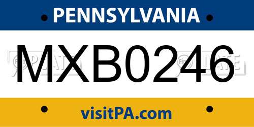 MXB0246 Pennsylvania License Plate