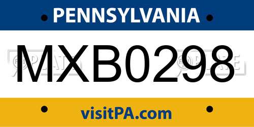 MXB0298 Pennsylvania License Plate