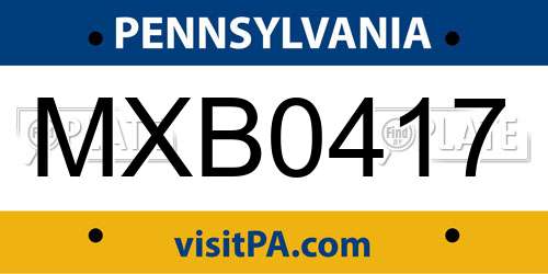 MXB0417 Pennsylvania License Plate