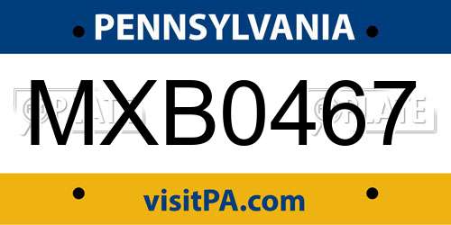 MXB0467 Pennsylvania License Plate