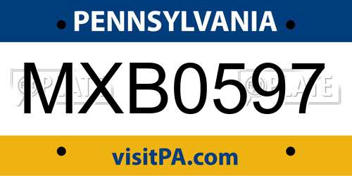 MXB0597 Pennsylvania License Plate