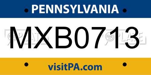 MXB0713 Pennsylvania License Plate