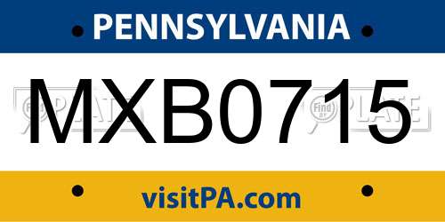 MXB0715 Pennsylvania License Plate