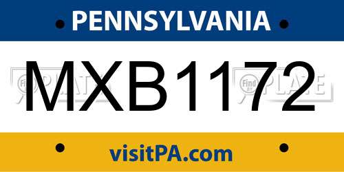 MXB1172 Pennsylvania License Plate