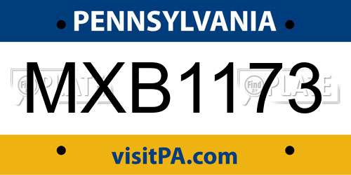 MXB1173 Pennsylvania License Plate