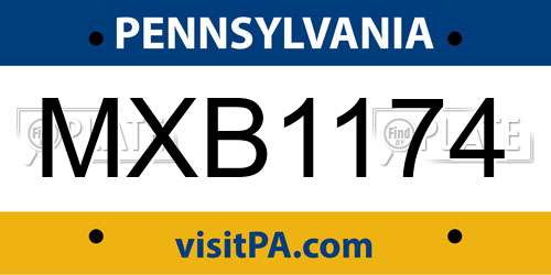 MXB1174 Pennsylvania License Plate