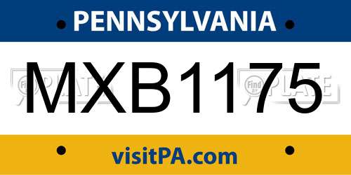 MXB1175 Pennsylvania License Plate