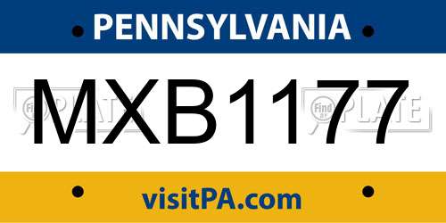MXB1177 Pennsylvania License Plate