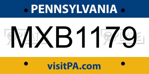 MXB1179 Pennsylvania License Plate