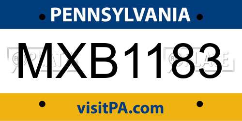 MXB1183 Pennsylvania License Plate