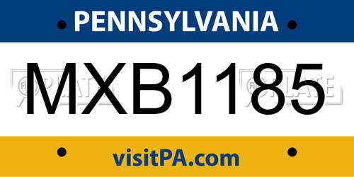 MXB1185 Pennsylvania License Plate