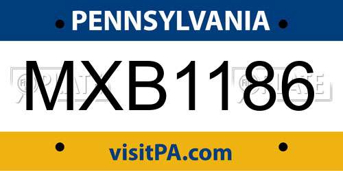 MXB1186 Pennsylvania License Plate