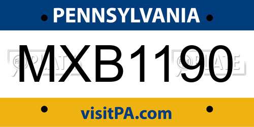 MXB1190 Pennsylvania License Plate