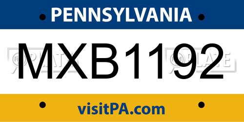 MXB1192 Pennsylvania License Plate