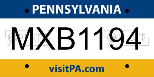 MXB1194 Pennsylvania License Plate