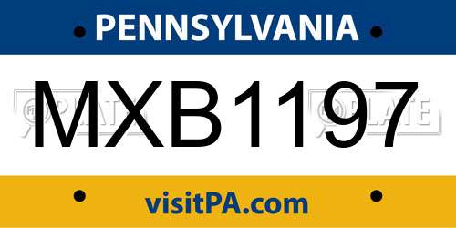 MXB1197 Pennsylvania License Plate