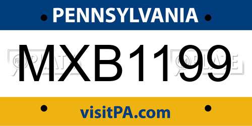 MXB1199 Pennsylvania License Plate
