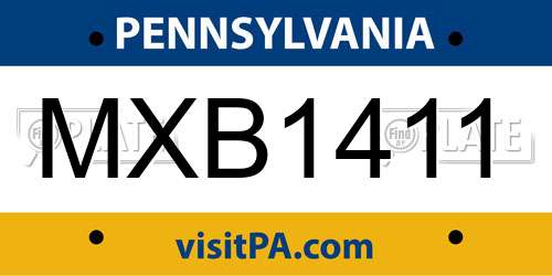 MXB1411 Pennsylvania License Plate