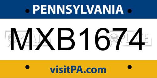 MXB1674 Pennsylvania License Plate