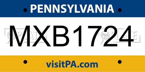 MXB1724 Pennsylvania License Plate