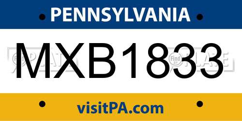 MXB1833 Pennsylvania License Plate