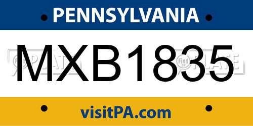 MXB1835 Pennsylvania License Plate