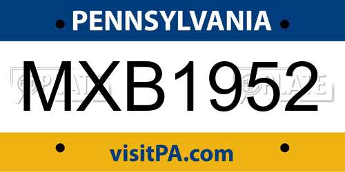 MXB1952 Pennsylvania License Plate