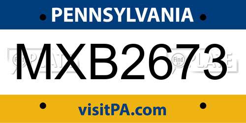 MXB2673 Pennsylvania License Plate