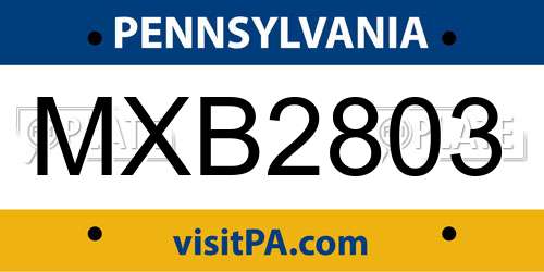 MXB2803 Pennsylvania License Plate